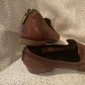 Brown Leather Loafers with Zipper Detail